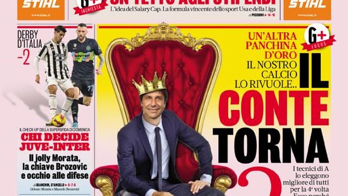 Prima Pagina, La Gazzetta dello Sport: “Il Conte torna. Chi decide Juve-Inter”  Prima Pagina, La Gazzetta dello Sport: “Il Conte torna. Chi decide Juve-Inter” - immagine 1