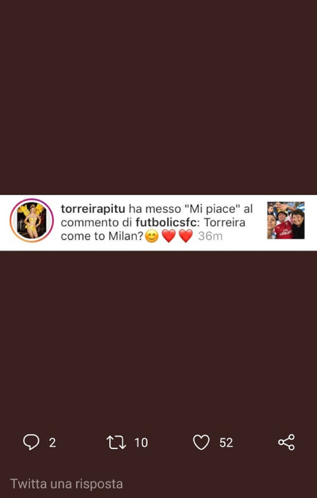  Il like della sorella di Torreira ad una domanda sul Milan, Instagram 