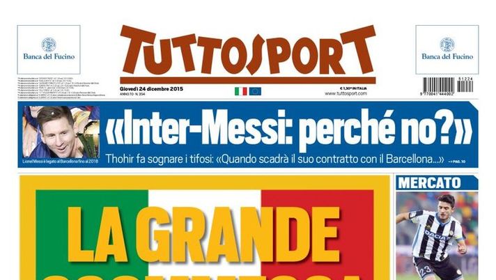 Prima Pagina, Tuttosport: “La grande scommessa, Juventus strafavorita. Inter-Messi, perché no? SOS Berlusconi. Dal Chelsea al Real, chiamalo sceMou…” Prima Pagina, Tuttosport: “La grande scommessa, Juventus strafavorita. Inter-Messi, perché no? SOS Berlusconi. Dal Chelsea al Real, chiamalo sceMou…”