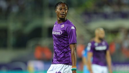 FLORENCE, ITALY - AUGUST 28: Christian Michael Kouakou Kouamé of ACF Fiorentina looks on during the Serie A match between ACF Fiorentina and SSC Napoli at Stadio Artemio Franchi on August 28, 2022 in Florence, Italy. (Photo by Gabriele Maltinti/Getty Images)