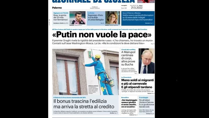 Prima Pagina, Giornale di Sicilia: “Rosa, la spinta dei 33mila. Non fermiamoci”  Prima Pagina
