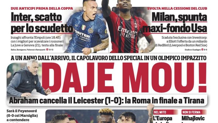 Prima Pagina, Corriere dello Sport: “Daje Mou! Milan, spunta maxi-fondo Usa” - immagine 1