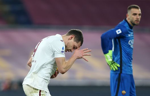 ROME, ITALY - DECEMBER 17: Andrea Belotti of Torino celebrates after scoring their sides first goal during the Serie A match between AS Roma and Torino FC at Stadio Olimpico on December 17, 2020 in Rome, Italy. The match will be played without fans, behind closed doors as a Covid-19 precaution. (Photo by Paolo Bruno/Getty Images) ROME, ITALY - DECEMBER 17: Andrea Belotti of Torino celebrates after scoring their sides first goal during the Serie A match between AS Roma and Torino FC at Stadio Olimpico on December 17, 2020 in Rome, Italy. The match will be played without fans, behind closed doors as a Covid-19 precaution. (Photo by Paolo Bruno/Getty Images)