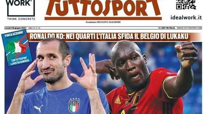 Prima Pagina, Tuttosport: &#8220;A noi due! Ronaldo k.o., nei quarti contro il Belgio&#8221; 