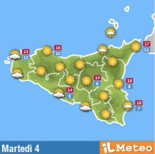 Meteo, Palermo: cielo sereno e poco nuvoloso, le previsioni di martedì 4 gennaio meteo