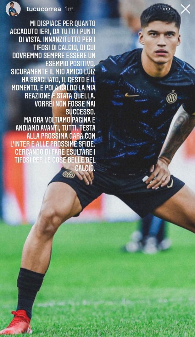 Correa: “Luis Felipe ha sbagliato gesto e momento. Testa alla prossima gara dell’Inter”- immagine 3