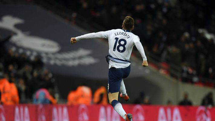 LONDON, ENGLAND - JANUARY 30: Fernando Llorente of Tottenham Hotspur celebrates after scoring his team's second goal during the Premier League match between Tottenham Hotspur and Watford FC at Wembley Stadium on January 30, 2019 in London, United Kingdom. (Photo by Mike Hewitt/Getty Images) LONDON, ENGLAND - JANUARY 30: Fernando Llorente of Tottenham Hotspur celebrates after scoring his team's second goal during the Premier League match between Tottenham Hotspur and Watford FC at Wembley Stadium on January 30, 2019 in London, United Kingdom. (Photo by Mike Hewitt/Getty Images)