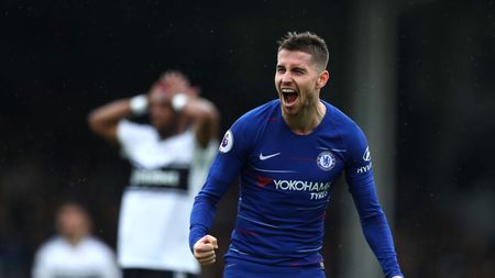 LONDON, ENGLAND - MARCH 03: Jorginho of Chelsea celebrates after scoring his sides second goal during the Premier League match between Fulham FC and Chelsea FC at Craven Cottage on March 03, 2019 in London, United Kingdom. (Photo by Catherine Ivill/Getty Images) LONDON, ENGLAND - MARCH 03: Jorginho of Chelsea celebrates after scoring his sides second goal during the Premier League match between Fulham FC and Chelsea FC at Craven Cottage on March 03, 2019 in London, United Kingdom. (Photo by Catherine Ivill/Getty Images)