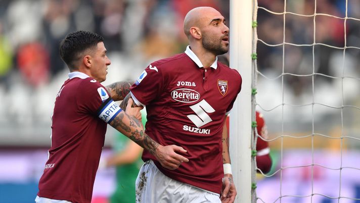 TURIN, ITALY - DECEMBER 08: Simone Zaza (R) of Torino FC celebrates his opening goal with team mate Daniele Baselli during the Serie A match between Torino FC and ACF Fiorentina at Stadio Olimpico di Torino on December 8, 2019 in Turin, Italy. (Photo by Valerio Pennicino/Getty Images) TURIN, ITALY - DECEMBER 08: Simone Zaza (R) of Torino FC celebrates his opening goal with team mate Daniele Baselli during the Serie A match between Torino FC and ACF Fiorentina at Stadio Olimpico di Torino on December 8, 2019 in Turin, Italy. (Photo by Valerio Pennicino/Getty Images)
