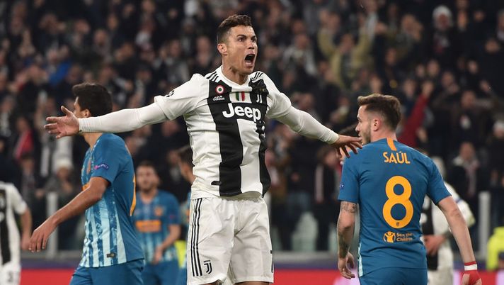 TURIN, ITALY - MARCH 12: Cristiano Ronaldo of Juventus celebrates after scoring the opening goal during the UEFA Champions League Round of 16 Second Leg match between Juventus and Club de Atletico Madrid at Allianz Stadium on March 12, 2019 in Turin, Italy. (Photo by Tullio M. Puglia/Getty Images) 
