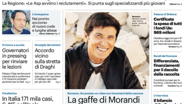Prima Pagina, Giornale di Sicilia: “Riparte la ricerca dei medici” prima pagina