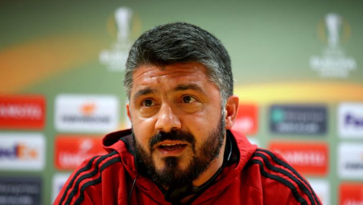 during the A.C. Milan Press Conference at Emirates Stadium on March 14, 2018 in London, England. Gattuso: “Mirabelli non dice stronzate! Mi piace Kalinic, André Silva domani…” - immagine 1