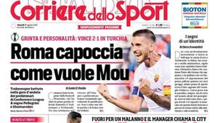 Prima Pagina, Corriere dello Sport: &#8220;Roma capoccia. Giallo Ronaldo, Juve sulle spine&#8221; 