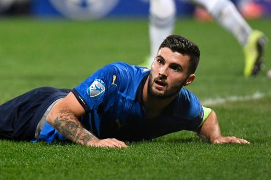 CELJE, SLOVENIA - MARCH 30: Patrick Cutrone of Italy reacts during the 2021 UEFA European Under-21 Championship Group B match between Italy and Slovenia at Stadion Celje on March 30, 2021 in Celje, Slovenia. Sporting stadiums around Slovenia remain under strict restrictions due to the Coronavirus Pandemic as Government social distancing laws prohibit fans inside venues resulting in games being played behind closed doors. (Photo by Jurij Kodrun/Getty Images) CELJE, SLOVENIA - MARCH 30: Patrick Cutrone of Italy reacts during the 2021 UEFA European Under-21 Championship Group B match between Italy and Slovenia at Stadion Celje on March 30, 2021 in Celje, Slovenia. Sporting stadiums around Slovenia remain under strict restrictions due to the Coronavirus Pandemic as Government social distancing laws prohibit fans inside venues resulting in games being played behind closed doors. (Photo by Jurij Kodrun/Getty Images)