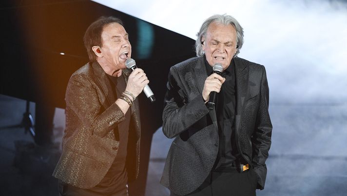 SANREMO, ITALY - FEBRUARY 08: Riccardo Fogli and Roby Facchinetti attend the third night of the 68. Sanremo Music Festival on February 8, 2018 in Sanremo, Italy. (Photo by Daniele Venturelli/Getty Images) Fogli