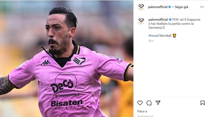 FOTO Germania-Giappone 1-2, il Palermo su Instagram ironizza con Di Mariano - immagine 1