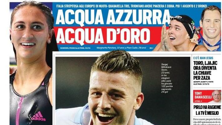 Prima Pagina, Tuttosport: “Milinkovic, Juve o Real. Ljajic diventa la chiave per Zaza. Giustizia per il Parma…” 