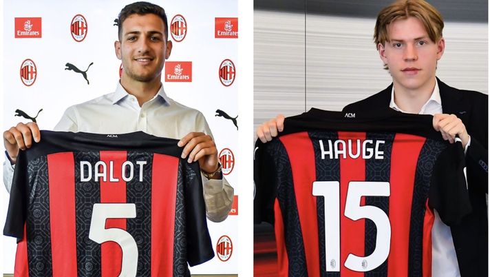 Diogo Dalot (difensore AC Milan) e Jens Petter Hauge (attaccante AC Milan) 