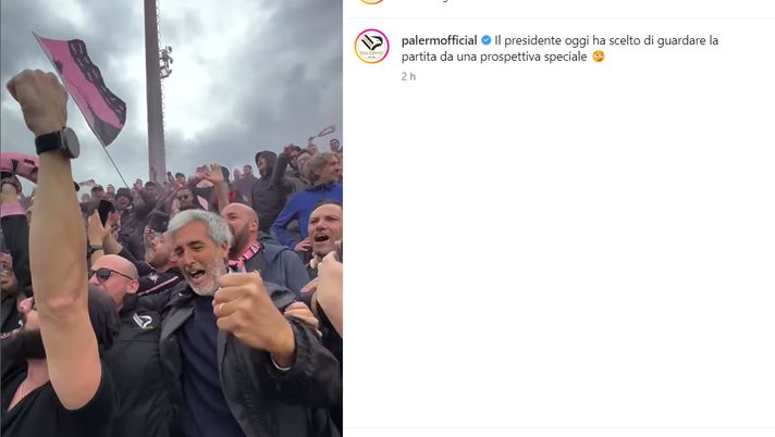 Como-Palermo 1-1, al settore ospiti del “Sinigaglia” c’era anche il presidente Mirri Palermo