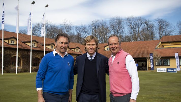 TURIN, ITALY - MARCH 16: Massimo Mauro, Pavel Nedved and Giuseppe Dossena attend Allianz Golf Tour 2019 at Royal Park I Roveri Golf Club on March 16, 2019 in Turin, Italy. (Photo by Giorgio Perottino/Getty Images per ROYAL PARK I ROVERI) TURIN, ITALY - MARCH 16: Massimo Mauro, Pavel Nedved and Giuseppe Dossena attend Allianz Golf Tour 2019 at Royal Park I Roveri Golf Club on March 16, 2019 in Turin, Italy. (Photo by Giorgio Perottino/Getty Images per ROYAL PARK I ROVERI)