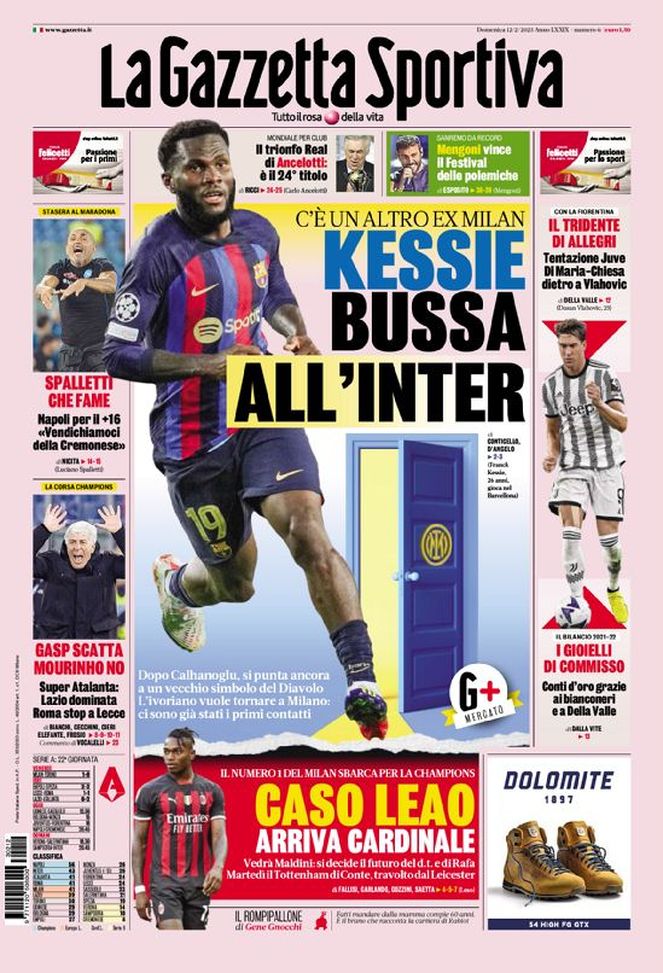 Prima pagina Gazzetta dello Sport: “Kessie bussa all’Inter”- immagine 2