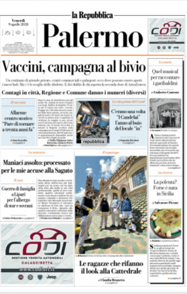Prima Pagina, La Repubblica Palermo: “Vaccini, campagna al bivio. Contagi in città, Regione e Comune danno i numeri (diversi)” 