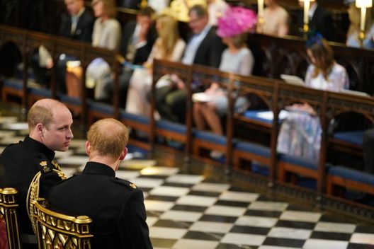 WINDSOR, UNITED KINGDOM - MAY 19: Prince Harry sits with his best man Prince William, Duke of Cambridge, in St George's Chapel at Windsor Castle before the wedding of Prince Harry to Meghan Markle on May 19, 2018 in Windsor, England. (Photo by Dominic Lipinski - WPA Pool/Getty Images) WINDSOR, UNITED KINGDOM - MAY 19: Prince Harry sits with his best man Prince William, Duke of Cambridge, in St George's Chapel at Windsor Castle before the wedding of Prince Harry to Meghan Markle on May 19, 2018 in Windsor, England. (Photo by Dominic Lipinski - WPA Pool/Getty Images)