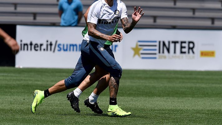 Mancini e Icardi in allenamento a Portland 