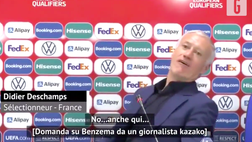 VIDEO Francia, Deschamps e la domanda su Benzema: la risposta spiazza il giornalista kazako!