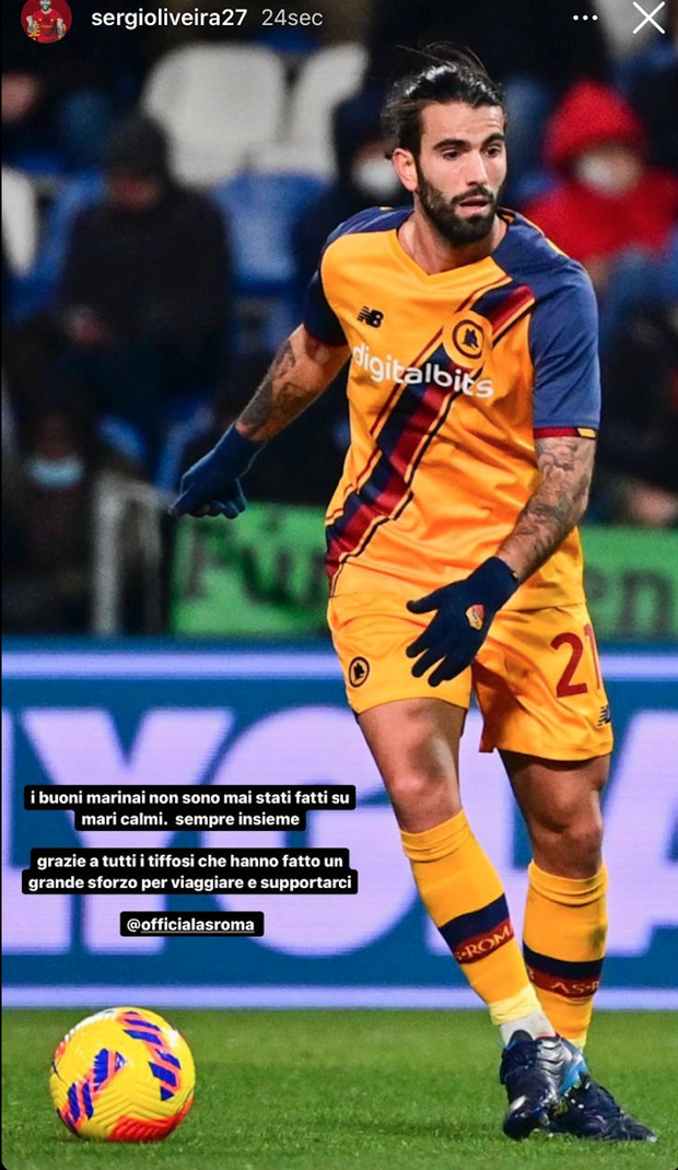 Sergio Oliveira dopo Sassuolo-Roma: “Grazie a tutti i tifosi presenti ieri”- immagine 2