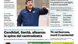 Prima Pagina, Giornale di Sicilia: “La curva comincia a scendere. Baldini dà la carica”