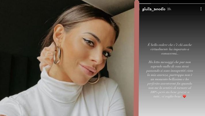 Giulia Amodio: “Non è un bel periodo, ritornerò quando sarò al 100%” Giulia Amodio: “Non è un bel periodo, ritornerò quando sarò al 100%”