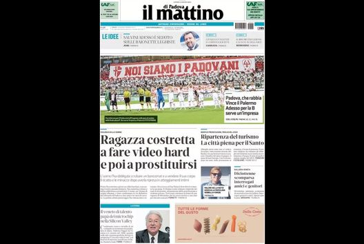 Prima Pagina, il Mattino di Padova: “Vince il Palermo. Per la B serve un’impresa” Prima Pagina