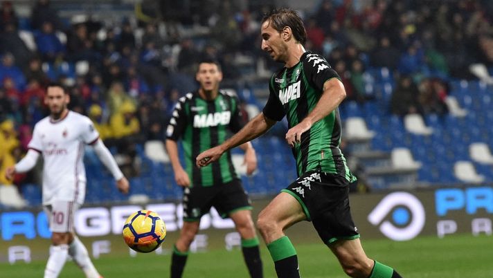 during the Serie A match between US Sassuolo and AC Milan at Mapei Stadium - Citta' del Tricolore on November 5, 2017 in Reggio nell'Emilia, Italy. 
