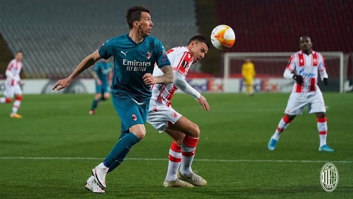 Mario Mandzukic (attaccante AC Milan), qui durante Stella Rossa-Milan (Europa League 2020-2021) | News (acmilan.com) 