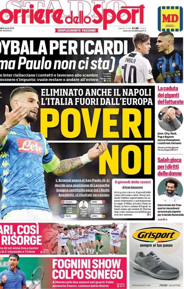 Prima Pagina, Corriere dello Sport: “Poveri noi. Dybala per Icardi. Bari, così si risorge” Prima Pagina, Corriere dello Sport: “Poveri noi. Dybala per Icardi. Bari, così si risorge”