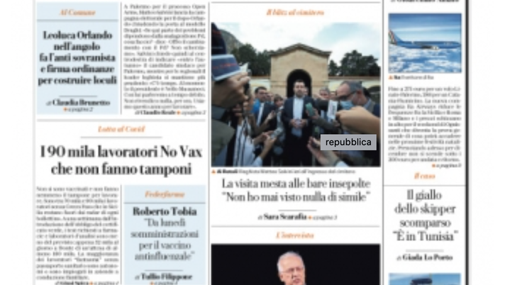 Prima Pagina, La Repubblica: “Palermo processa Salvini che apre campagna di Sicilia” - immagine 1
