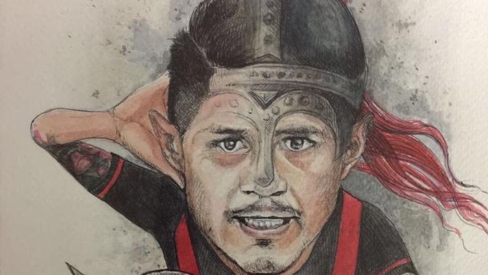 Gianluca Lapadula in formato fumetto, foto Facebook Lapadula Official