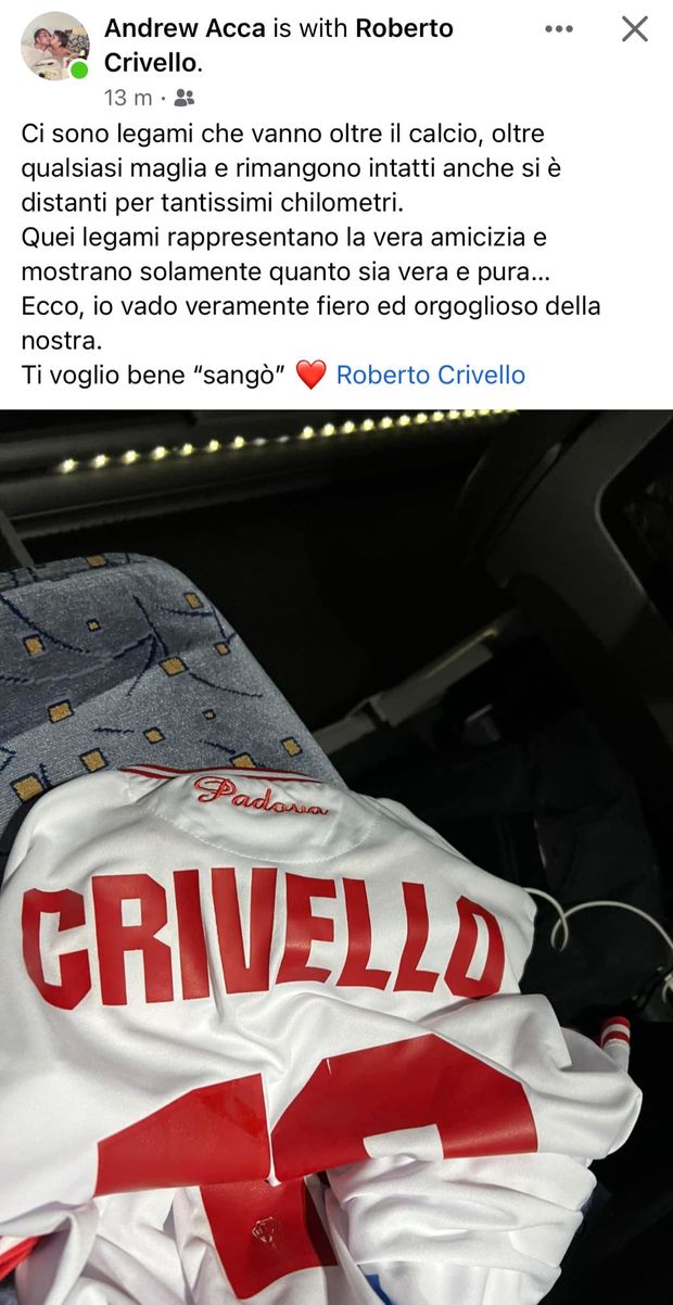 FOTO Padova-Piacenza, Accardi a Crivello: “Legami che vanno oltre il calcio” - immagine 1