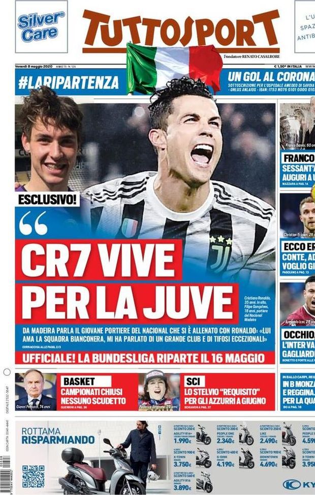 La Prima Pagina Di Tuttosport: “CR7 Vive Per La Juve” - JuveNews.eu