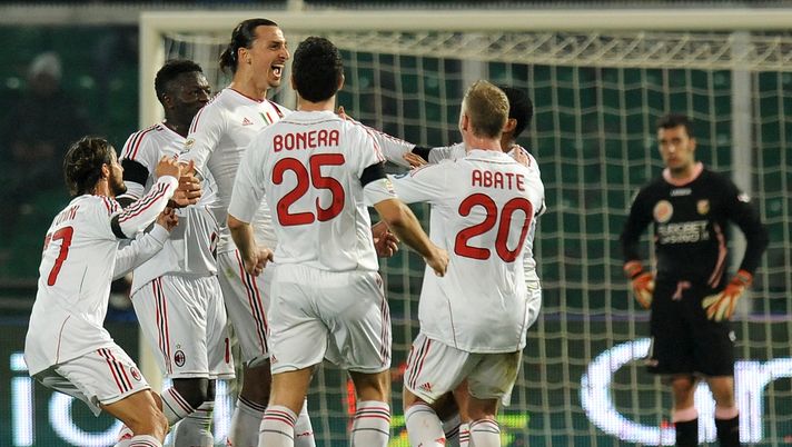 3 marzo 2012, Palermo-Milan 0-4: esultanza per i gol di Zlatan Ibrahimovic (credits: GETTY Images) 