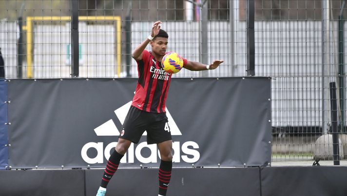 VINOVO, ITALY - APRIL 02: Emil Pakebba Joof Roback of AC Milan U19 during the match between Juventus U19 v AC Milan U19 - Primavera 1 at Juventus Center Vinovo on April 2, 2022 in Vinovo, Italy. (Photo by AC Milan/AC Milan via Getty Images)
