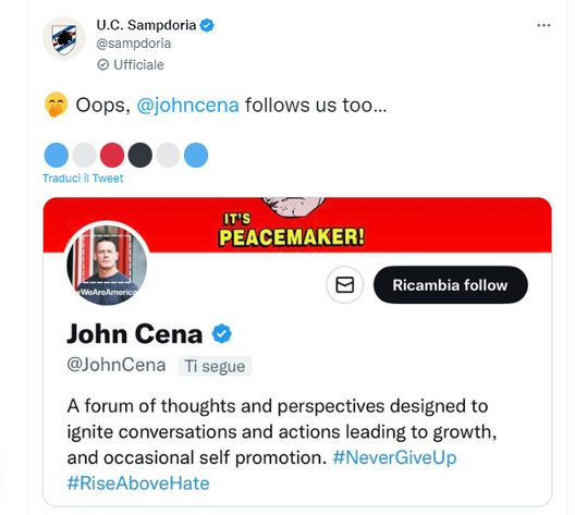 John Cena accende il derby di Genova: il wrestler segue sia gli uni che gli altri…- immagine 2