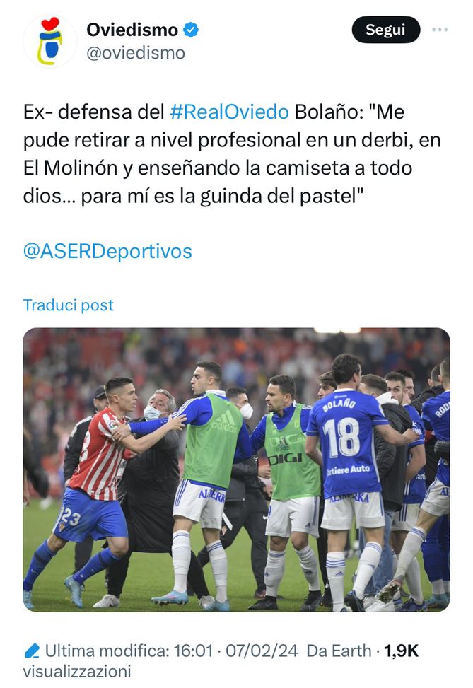 Bolano, ex del Real Oviedo: “Ritirarmi in un derby è stata la ciliegina sulla torta”- immagine 2