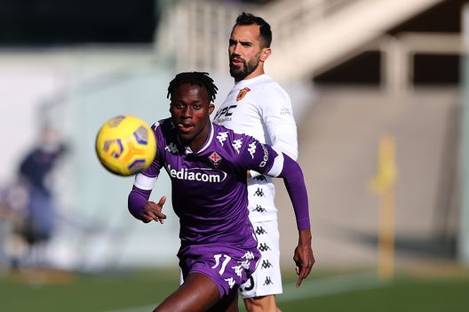 FLORENCE, ITALY - NOVEMBER 22: Christian Kouame' of ACF Fiorentina in action during the Serie A match between ACF Fiorentina and Benevento Calcio at Stadio Artemio Franchi on November 22, 2020 in Florence, Italy. (Photo by Gabriele Maltinti/Getty Images) FLORENCE, ITALY - NOVEMBER 22: Christian Kouame' of ACF Fiorentina in action during the Serie A match between ACF Fiorentina and Benevento Calcio at Stadio Artemio Franchi on November 22, 2020 in Florence, Italy. (Photo by Gabriele Maltinti/Getty Images)
