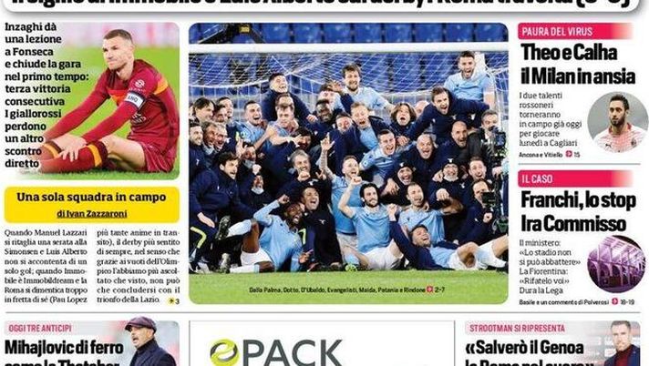 Il Corriere dello Sport, la prima pagina di oggi, sabato 16 gennaio 2021 