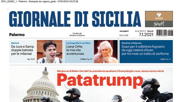 Prima Pagina, Giornale di Sicilia: “Patatrump. Sicilia, boom di vaccini ma è record di contagi”  Prima Pagina, Giornale di Sicilia: “Patatrump. Sicilia, boom di vaccini ma è record di contagi”