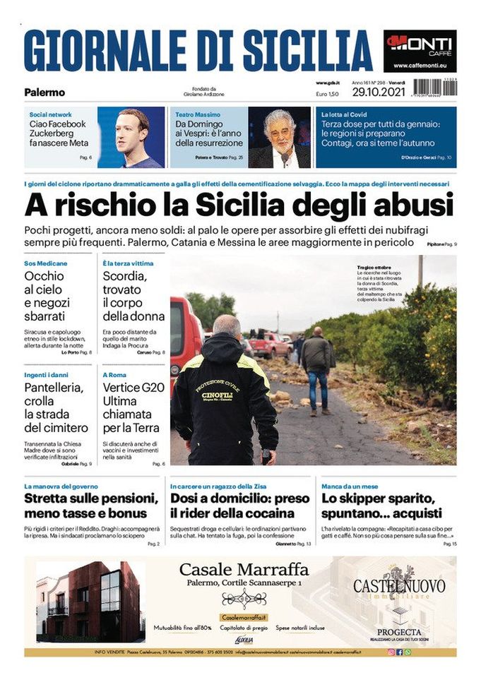 Prima Pagina, Giornale di Sicilia: “A rischio la Sicilia degli abusi” Prima Pagina