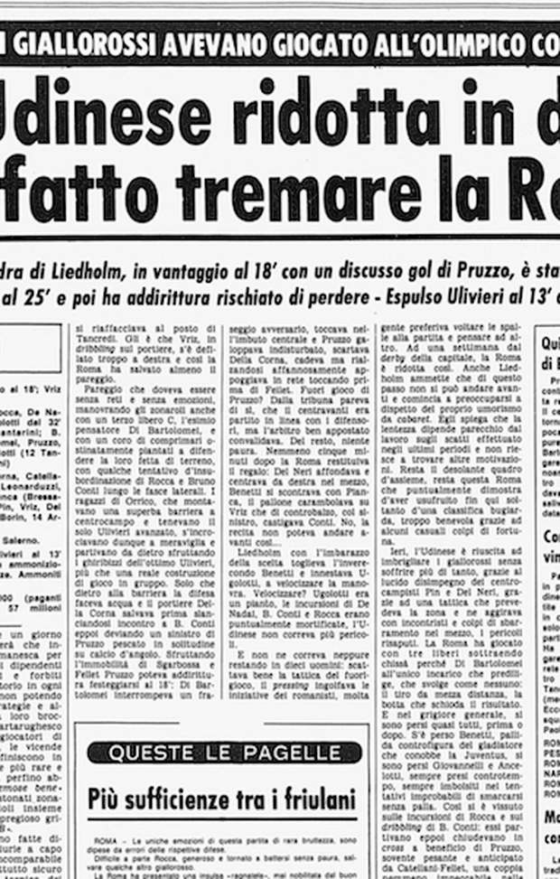 Accadde Oggi 26/2/1980 L’Udinese fa tremare la Roma