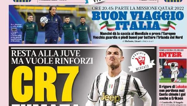 La Gazzetta dello Sport, la prima pagina di oggi, giovedì 25 marzo 2021 